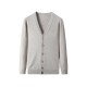 Men's Wool Cardigan Sweater for Middle-Aged Dads, Long Sleeve Solid Color Fashionable Open Front Knit Top