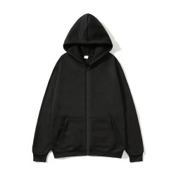 Unisex Zip-Up Hoodie Pullover Plain Color Fleece Sweatshirt for Men and Women