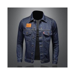 Men's Classic Denim Jacket – Deep Blue Slim Fit Casual Coat for Spring & Autumn