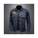 Men's Classic Denim Jacket – Deep Blue Slim Fit Casual Coat for Spring & Autumn