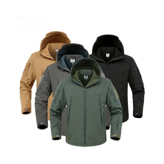 Shark Skin Softshell Tactical Jacket | Windproof Waterproof Fleece-Lined 3-in-1 Outdoor Coat