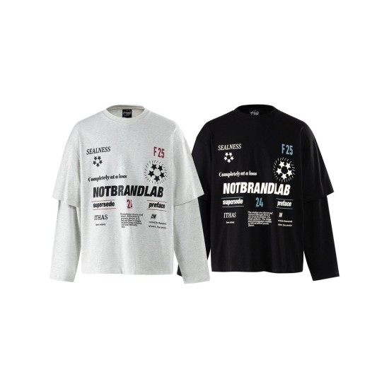 NotBrand Heavyweight 300g Cotton Oversized Letter Print Layered T-Shirt