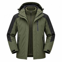 Waterproof Windproof 3-in-1 Fleece-Lined Jacket for Men | All-Season Thermal Winter Coat & Outdoor Hiking Shell