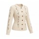 Vintage Cable Knit Cardigan with Embroidery, Slim-Fit Fall Sweater